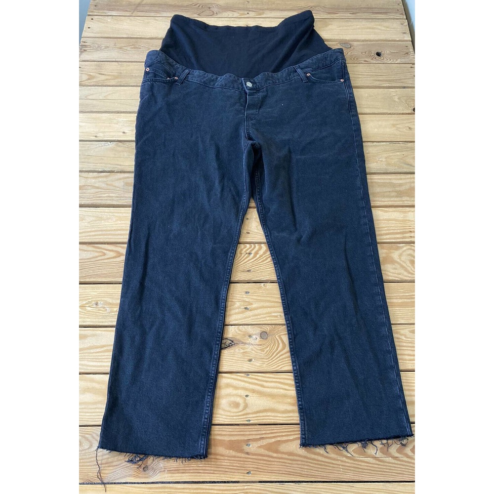 Asos Design Black Raw Hem Maternity Jeans Size 16